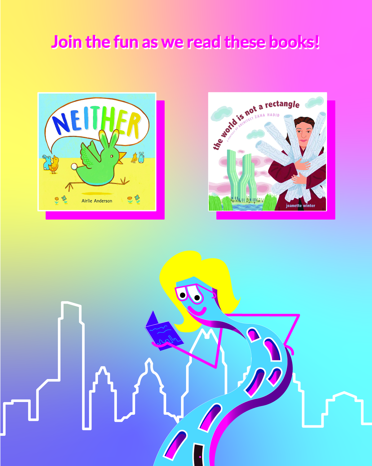 Join the fun as we read these books: Neither and The World is not a Rectangle.