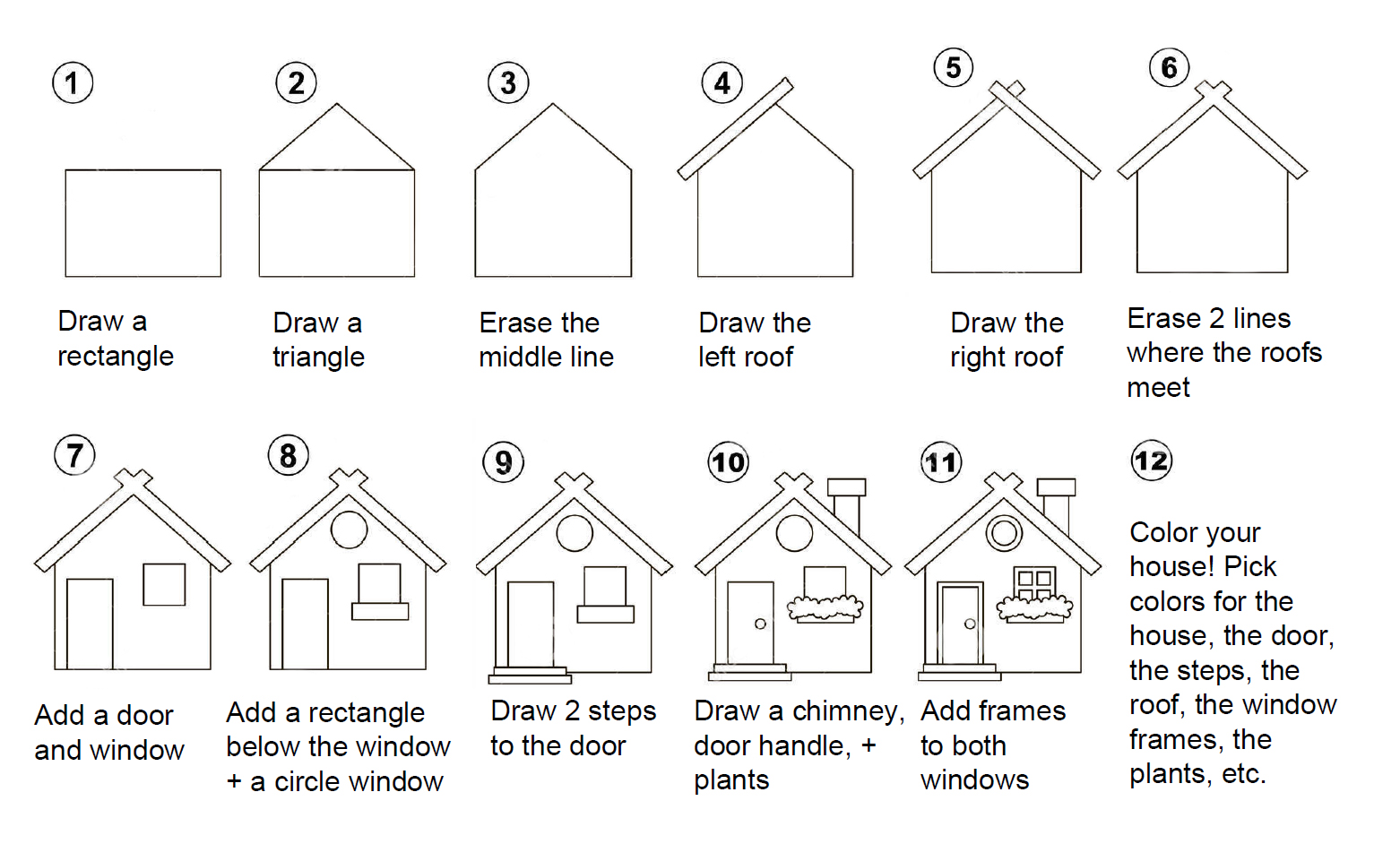 Drawing a House Instructions